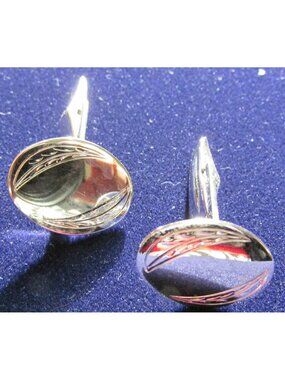 Designer Sterling Silver Cufflinks Oval Engravable Wedding  Vintage